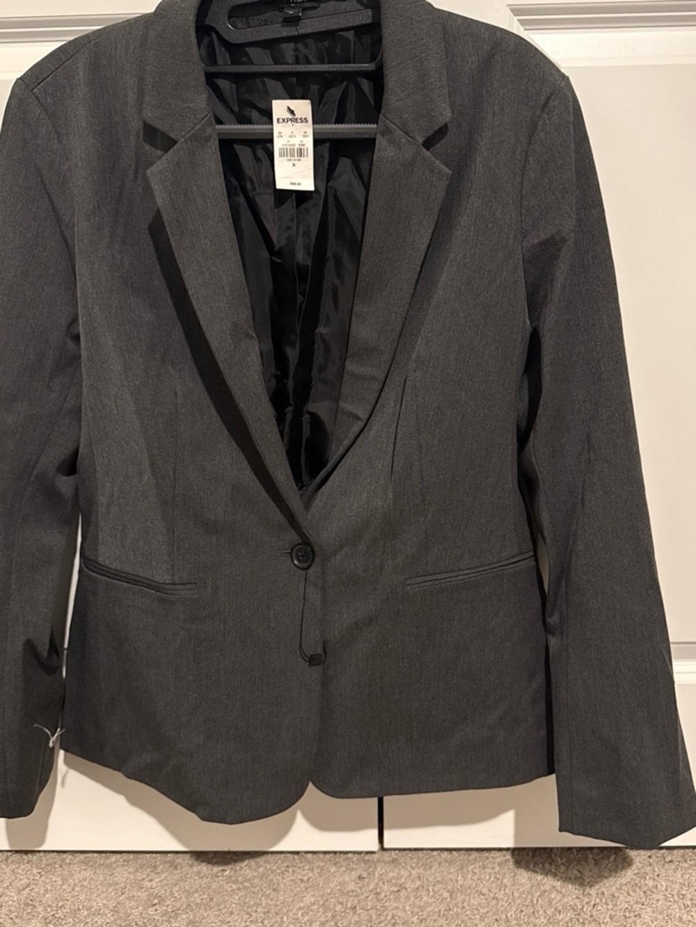Express Women's Dark Gray Single-Button Blazer